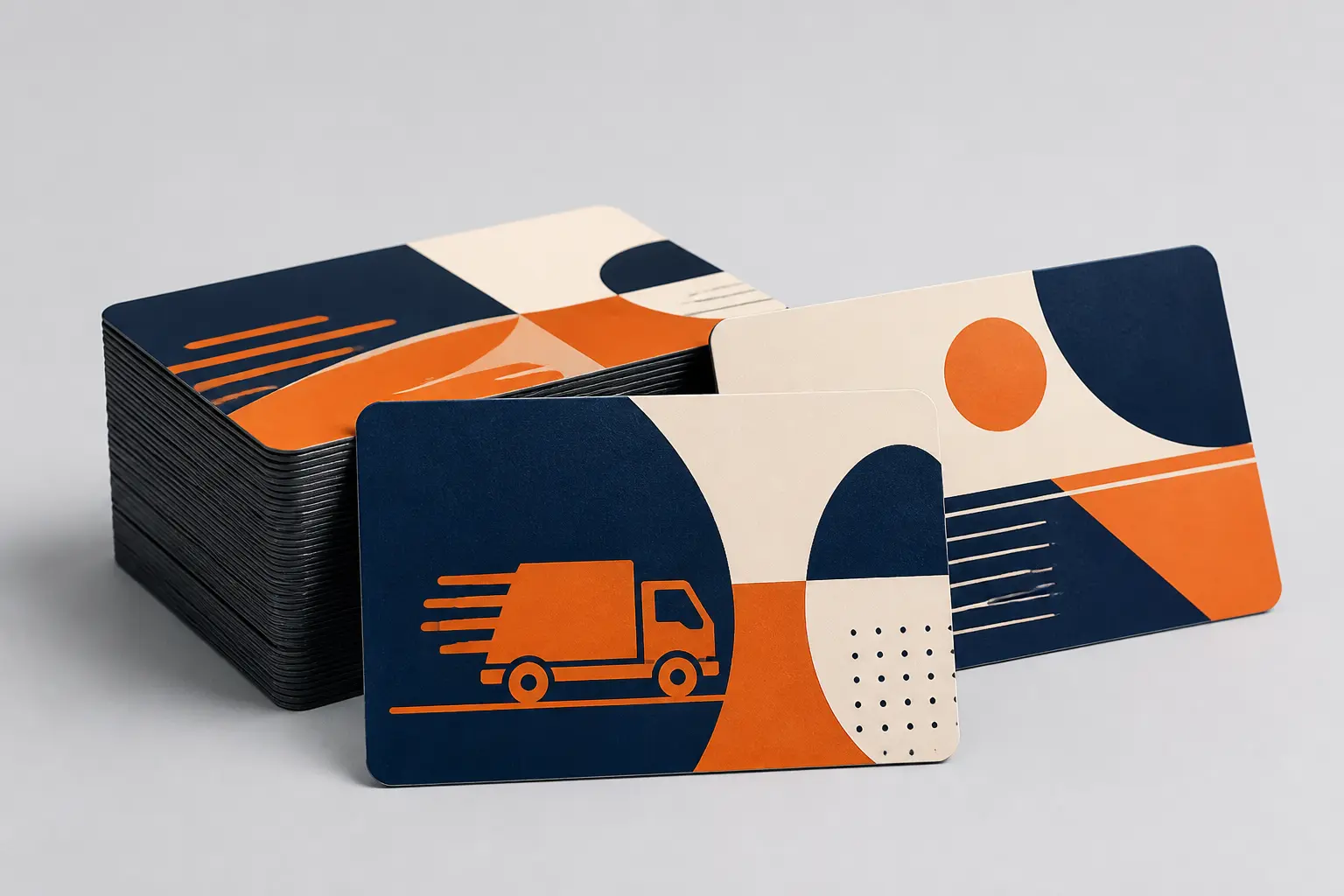 Magnet business cards shown in a studio product arrangement