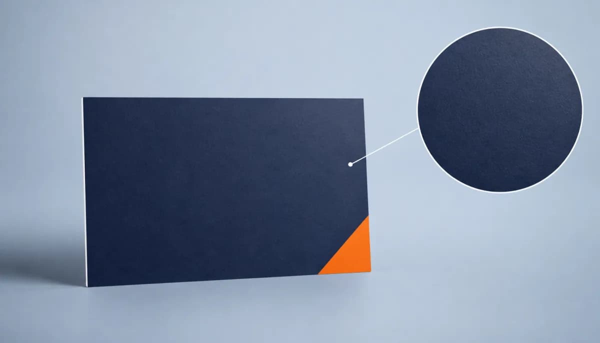 Matte business card with a soft, non-reflective surface detail