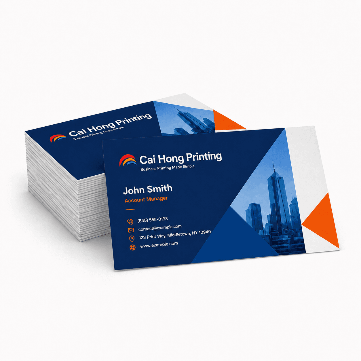 Stack of Cai Hong Printing business cards